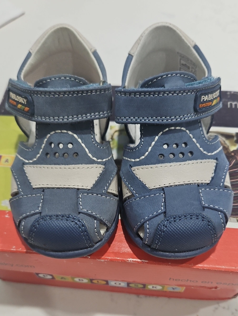 Pablosky Blue & White Kids Sandals - Toddler Comfort